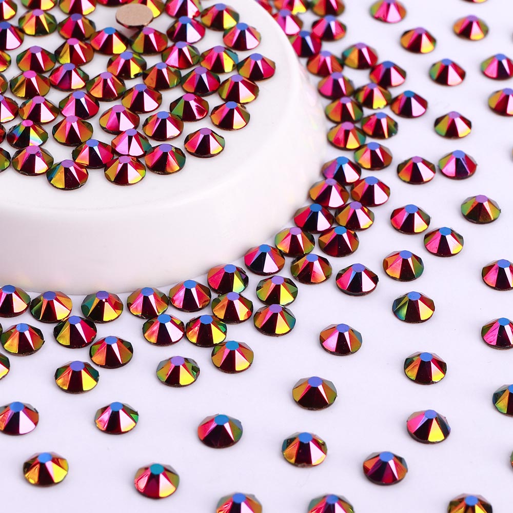 Rainbow Rose Gold Glass Flat Back Glue-On Rhinestones 16 Cut Facets WholesaleRhinestone