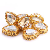 Golden Shadow Drop Shape High-Quality Glass Sew-on Nest Hollow Claw Rhinestones WholesaleRhinestone