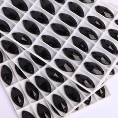 Jet Navette Shape High Quality Glass Sew-on Rhinestones WholesaleRhinestone
