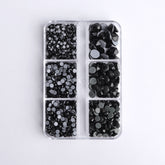 Mixed Sizes 6 Grid Box Black Glass HotFix Rhinestones For Clothing DIY WholesaleRhinestone