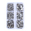 Mixed Sizes 6 Grid Box Hematite Glass FlatBack Rhinestones For Nail Art Silver Back WholesaleRhinestone
