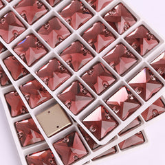 Burgundy Square Shape High Quality Glass Sew-on Rhinestones WholesaleRhinestone