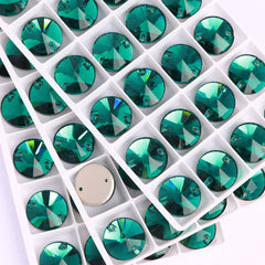 Emerald Rivoli Shape High Quality Glass Sew-on Rhinestones WholesaleRhinestone