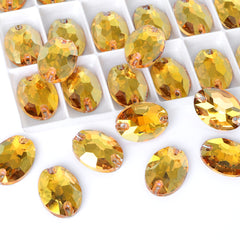 Metallic Sunshine Oval Shape High Quality Glass Sew-on Rhinestones WholesaleRhinestone