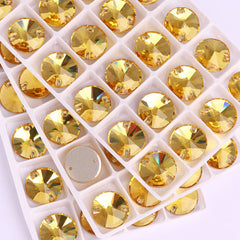 Light Topaz Rivoli Shape High Quality Glass Sew-on Rhinestones WholesaleRhinestone