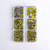 Mixed Sizes 6 Grid Box Citrine Glass HotFix Rhinestones For Clothing DIY WholesaleRhinestone