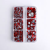 Mixed Sizes 6 Grid Box Light Siam Glass HotFix Rhinestones For Clothing DIY WholesaleRhinestone