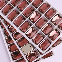 Burgundy Octagon Shape High Quality Glass Sew-on Rhinestones WholesaleRhinestone