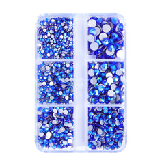 Mixed Sizes 6 Grid Box Sapphire AB Glass FlatBack Rhinestones For Nail Art Silver Back WholesaleRhinestone