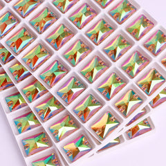 Iridescent Green Rectangle Shape High Quality Glass Sew-on Rhinestones WholesaleRhinestone