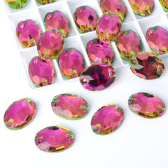 Vitrail Rose Oval Shape High Quality Glass Sew-on Rhinestones WholesaleRhinestone