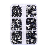 Mixed Sizes 6 Grid Box Montana Glass FlatBack Rhinestones For Nail Art Silver Back WholesaleRhinestone