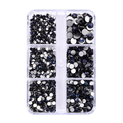 Mixed Sizes 6 Grid Box Montana Glass FlatBack Rhinestones For Nail Art Silver Back WholesaleRhinestone