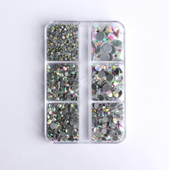 Mixed Sizes 6 Grid Box Crystal AB Glass HotFix Rhinestones For Clothing DIY WholesaleRhinestone