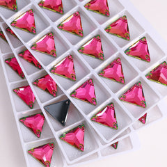 Vitrail Rose Triangle Shape High Quality Glass Sew-on Rhinestones WholesaleRhinestone