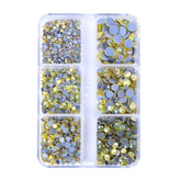 Mixed Sizes 6 Grid Box Citrine AB Glass HotFix Rhinestones For Clothing DIY WholesaleRhinestone