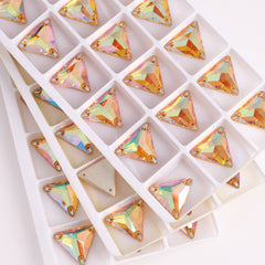 Crystal Sun Triangle Shape High Quality Glass Sew-on Rhinestones WholesaleRhinestone