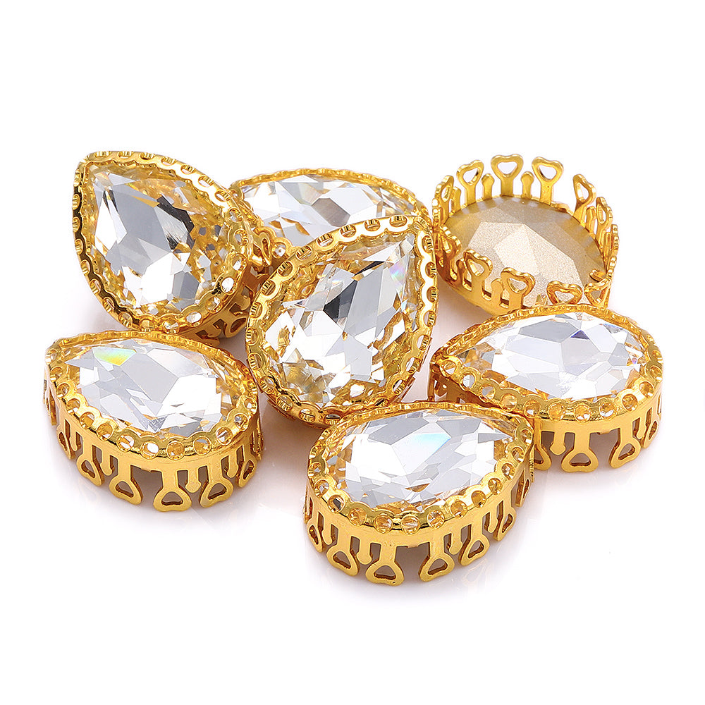 Crystal Drop Shape High-Quality Glass Sew-on Nest Hollow Claw Rhinestones WholesaleRhinestone