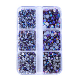 Mixed Sizes 6 Grid Box Smoked Topaz AB Glass HotFix Rhinestones For Clothing DIY WholesaleRhinestone