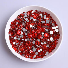 Mixed Sizes Light Siam Glass FlatBack Rhinestones For Nail Art Silver Back WholesaleRhinestone