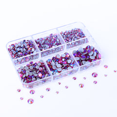 Mixed Sizes 6 Grid Box Rose AB Glass HotFix Rhinestones For Clothing DIY WholesaleRhinestone
