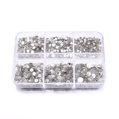 Mixed Sizes 6 Grid Box Crystal Glass FlatBack Rhinestones For Nail Art Silver Back WholesaleRhinestone