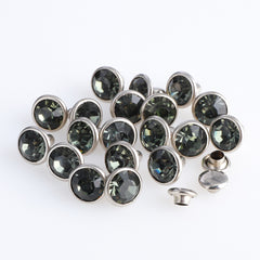 100 Sets Black Diamond Glass Rhinestone Rivets for Leather Craft DIY Making WholesaleRhinestone