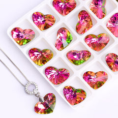 Vitrail Rose Truly In Love Heart High Quality Glass Rhinestone Pendant WholesaleRhinestone