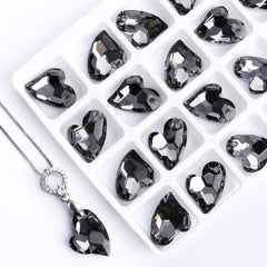 Silver Night Devoted 2 U Heart High Quality Glass Rhinestone Pendant WholesaleRhinestone