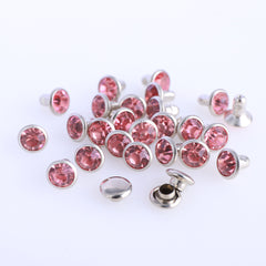 100 Sets Light Pink Glass Rhinestone Rivets for Leather Craft DIY Making WholesaleRhinestone