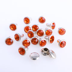 100 Sets Orange Glass Rhinestone Rivets for Leather Craft DIY Making WholesaleRhinestone