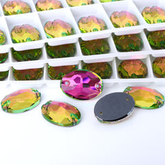 Vitrail Rose Oval Shape High Quality Glass Sew-on Rhinestones WholesaleRhinestone