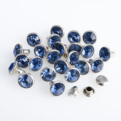 100 Sets Light Blue Glass Rhinestone Rivets for Leather Craft DIY Making WholesaleRhinestone