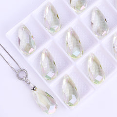 Luminous Green Tear Drop High Quality Glass Rhinestone Pendant WholesaleRhinestone
