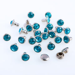 100 Sets Aquamarine Glass Rhinestone Rivets for Leather Craft DIY Making WholesaleRhinestone