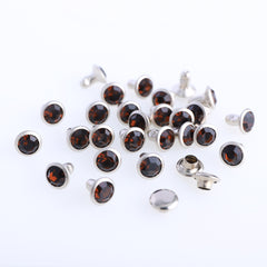 100 Sets Smoked Topaz Glass Rhinestone Rivets for Leather Craft DIY Making WholesaleRhinestone