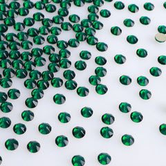 Dark Green Glass Flat Back Glue-on Rhinestones 16 Cut Facets In Bulk WholesaleRhinestone