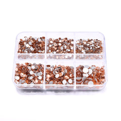 Mixed Sizes 6 Grid Box Champagne Glass FlatBack Rhinestones For Nail Art Silver Back WholesaleRhinestone