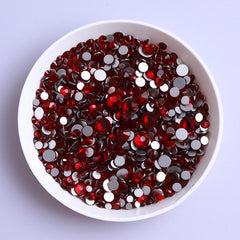Mixed Sizes Dark Siam Glass FlatBack Rhinestones For Nail Art Silver Back WholesaleRhinestone