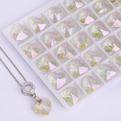 Luminous Green XILION Heart High Quality Glass Rhinestone Pendant WholesaleRhinestone