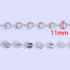 Sew-on Crystal Glass Rhinestone Pearl Trim Chain Applique RA837 WholesaleRhinestone