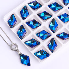 Bermuda Blue Rhombus High Quality Glass Rhinestone Pendant WholesaleRhinestone