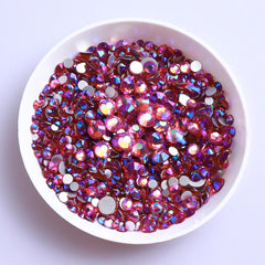 Mixed Sizes Rose AB Glass FlatBack Rhinestones For Nail Art Silver Back WholesaleRhinestone