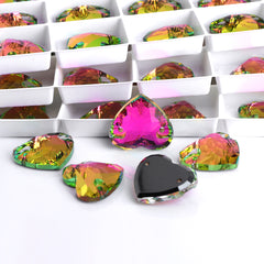 Vitrail Rose Heart Shape High Quality Glass Sew-on Rhinestones WholesaleRhinestone
