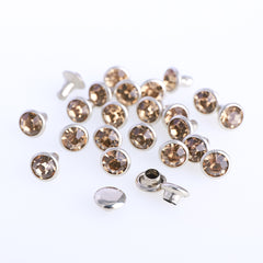 100 Sets Light Colorado Topaz Glass Rhinestone Rivets for Leather Craft DIY Making WholesaleRhinestone