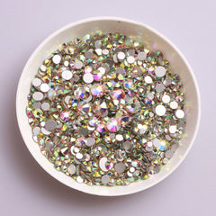 Mixed Sizes Crystal AB FlatBack Rhinestones For Nail Art Silver Back WholesaleRhinestone