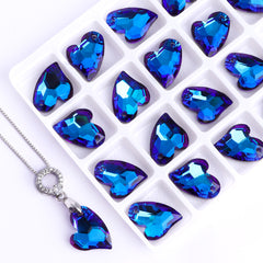 Bermuda Blue Devoted 2 U Heart High Quality Glass Rhinestone Pendant WholesaleRhinestone