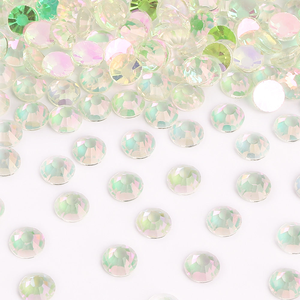 Aurora Pink Green Unfoiled Glass Flat Back Rhinestones WholesaleRhinestone