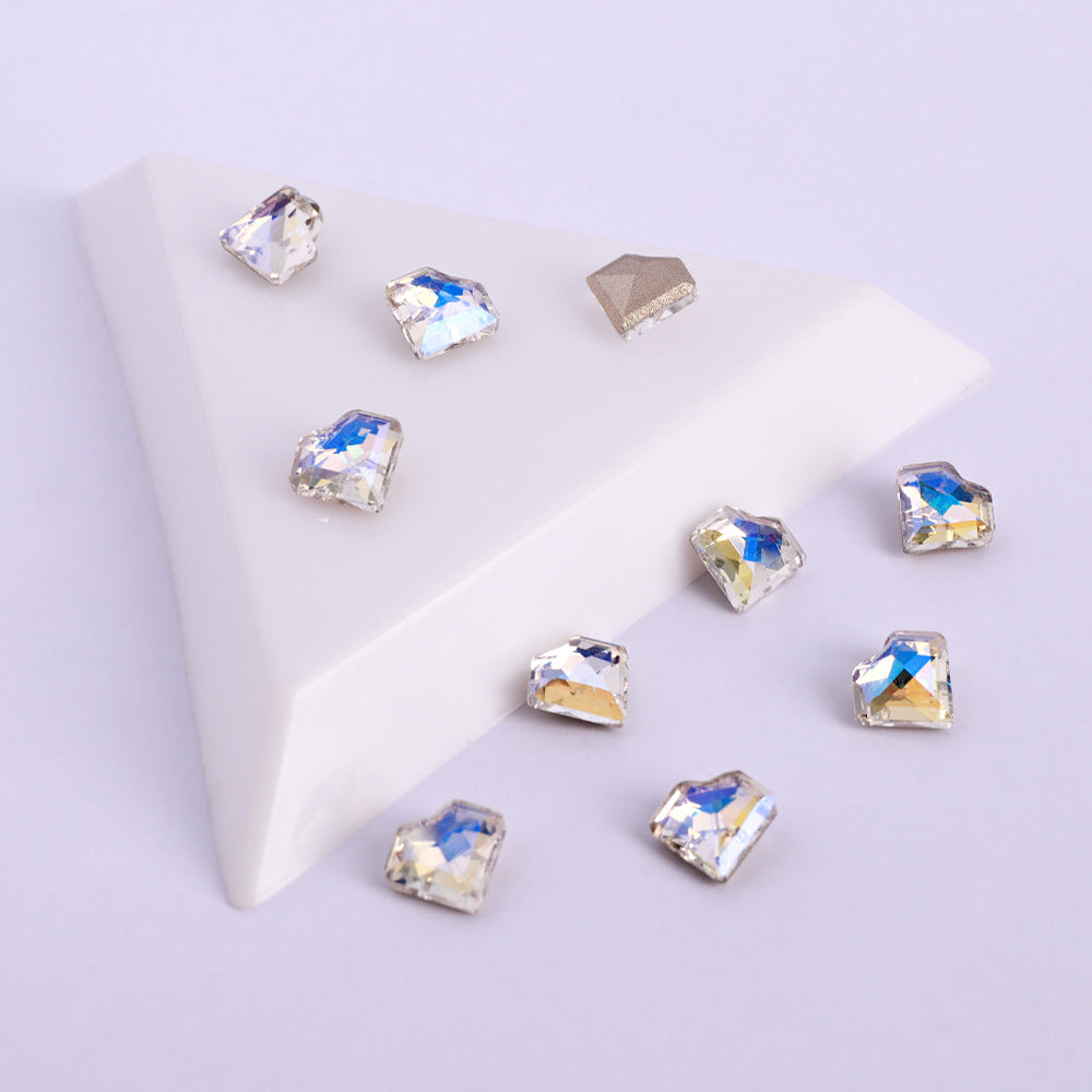Blue Moonlight Concave Heart Shape Pointed Back Fancy Rhinestones WholesaleRhinestone