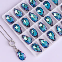 Bermuda Blue Pear-shaped High Quality Glass Rhinestone Pendant WholesaleRhinestone